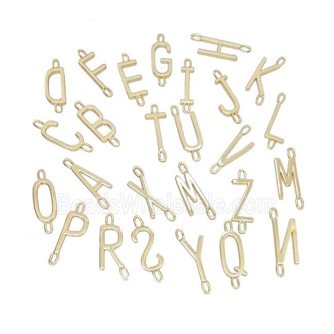 Copper Alphabet Connector Mixed Letters Gold Plated
