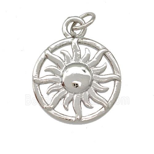 Copper Sun Pendant Platinum Plated