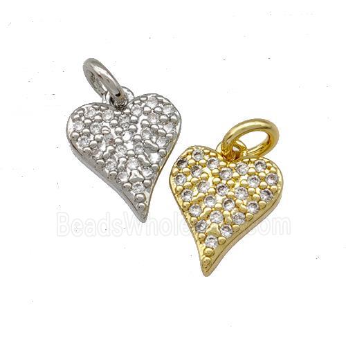 Copper Heart Pendant Micro Pave Zirconia Mixed