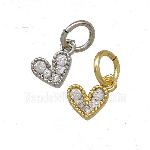 Copper Heart Pendant Pave Zirconia Mixed