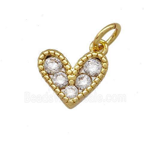 Copper Heart Pendant Pave Zirconia Gold Plated
