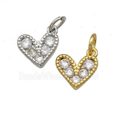 Copper Heart Pendant Pave Zirconia Mixed