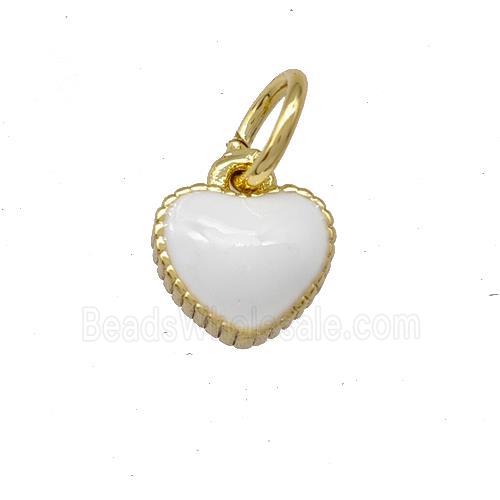 Copper Heart Pendant White Enamel Gold Plated