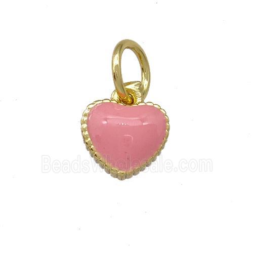 Copper Heart Pendant Pink Enamel Gold Plated