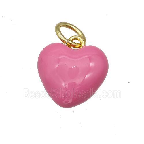 Copper Heart Pendant Pink Enamel Gold Plated