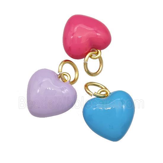 Copper Heart Pendant Enamel Gold Plated Mixed Color