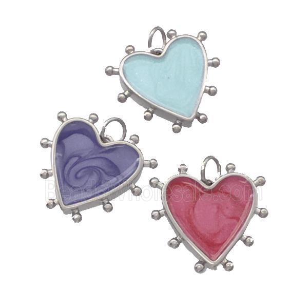 Copper Heart Pendant Painted Platinum Plated Mixed Color