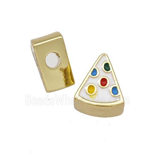 Copper Pendant White Enamel Pizza Charms Gold Plated