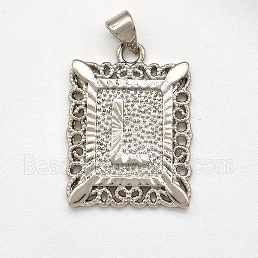 Copper Letter-L Pendant Frame Platinum Plated