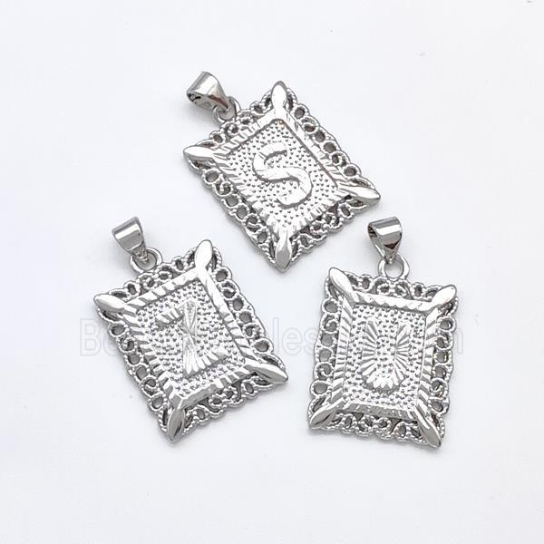 Copper Alphabet Pendant Frame Platinum Plated Mixed Letters
