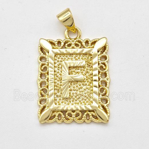 Copper Letter-F Pendant Frame Gold Plated