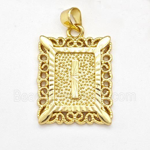 Copper Letter-I Pendant Frame Gold Plated