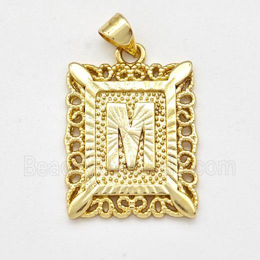 Copper Letter-M Pendant Frame Gold Plated