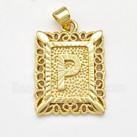 Copper Letter-P Pendant Frame Gold Plated