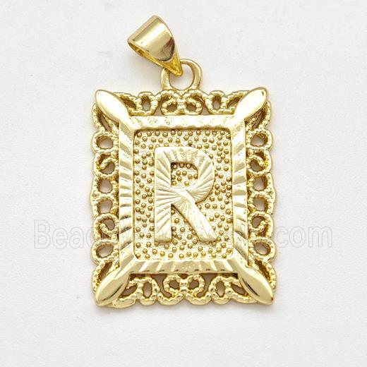 Copper Letter-R Pendant Frame Gold Plated