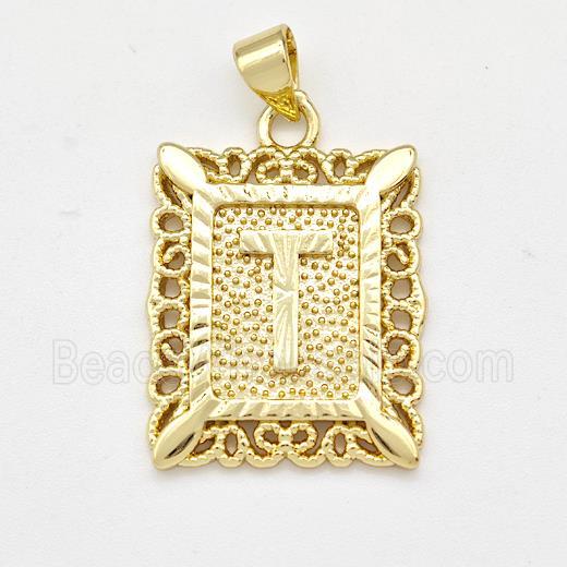 Copper Letter-T Pendant Frame Gold Plated
