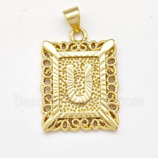 Copper Letter-U Pendant Frame Gold Plated