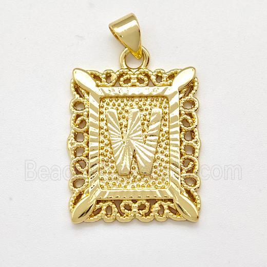 Copper Letter-W Pendant Frame Gold Plated