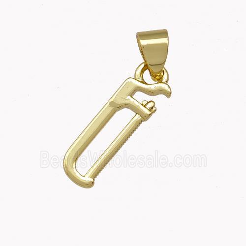 Hacksaw Charms Copper Pendant Gold Plated