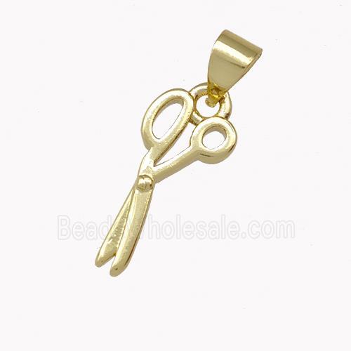 Barber Scissors Charms Copper Pendant Gold Plated