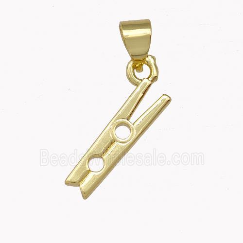 Clothes Pin Clip Charms Copper Pendant Gold Plated