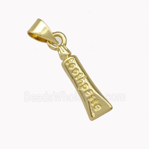 Tooth Paste Charms Copper Pendant Gold Plated