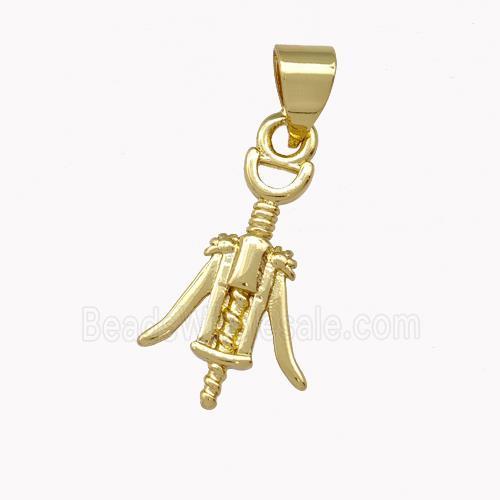Wine Opener Charms Copper Pendant Gold Plated