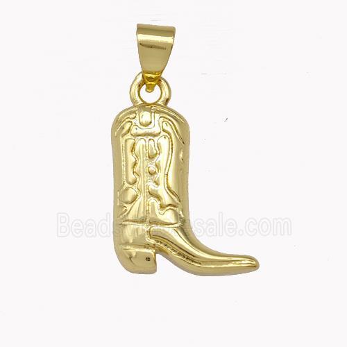 Cowboy Boot Charms Copper Shoe Pendant Gold Plated