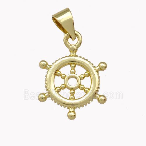 Ships Wheel Charms Copper Pendant Gold Plated