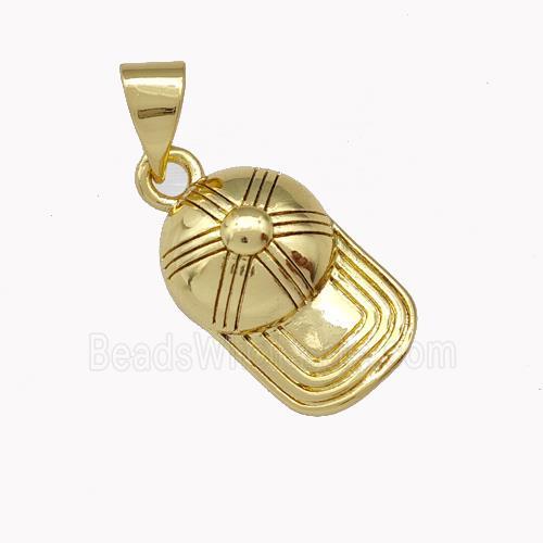 Baseball Cap Charm Copper Pendant Sport Gold Plated