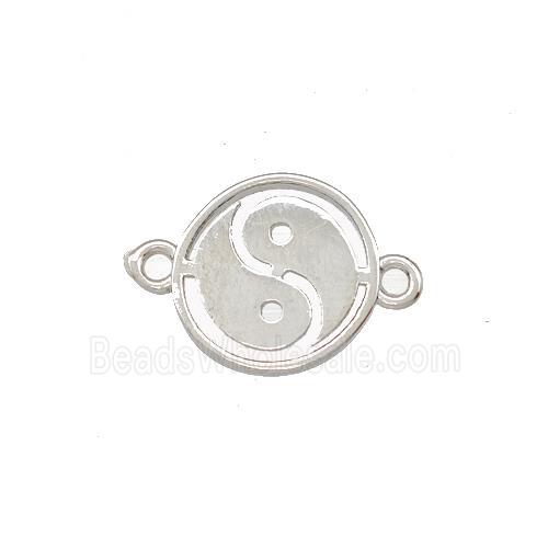 Taichi Charms Copper Yinyang Connector Platinum Plated