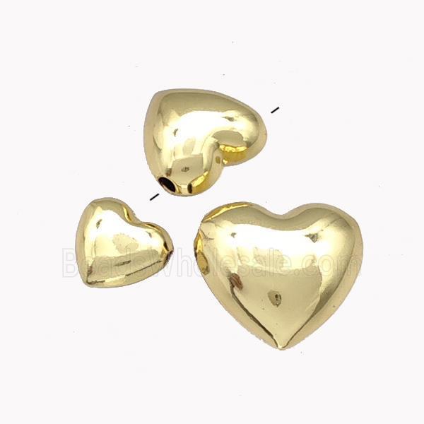 Copper Heart Beads Hollow Gold Plated