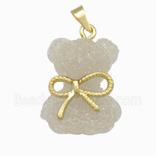 Resin Bear Pendant Bow Gold Plated