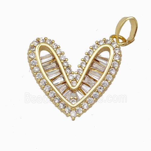 Copper Heart Pendant Pave Zirconia Gold Plated