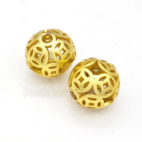 Copper Round Beads Hollow Gold Plated