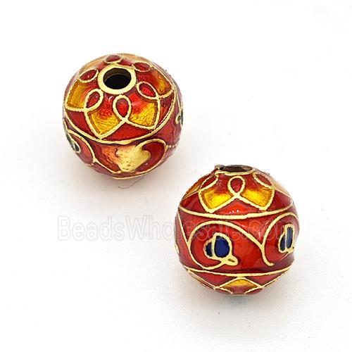 Copper Round Beads Multicolor Painted Gold Plated