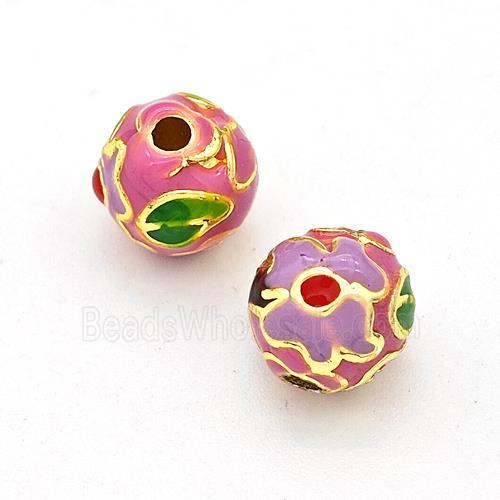 Copper Round Beads Multicolor Enamel Gold Plated