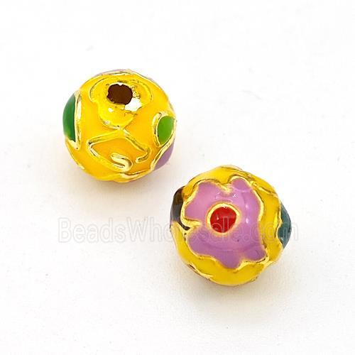 Copper Round Beads Multicolor Enamel Gold Plated