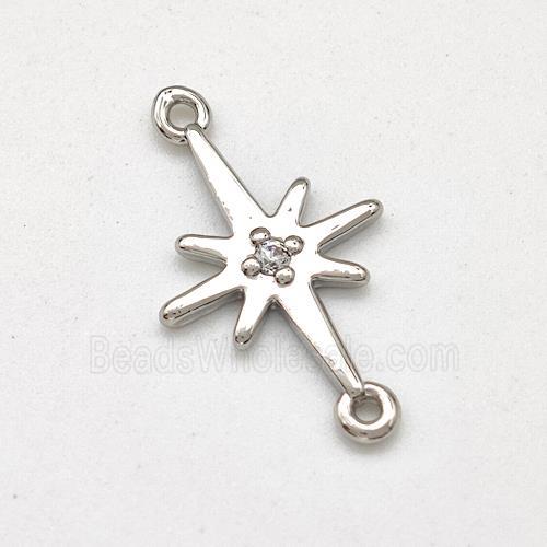 Copper Northstar Pendant Pave Zirconia Platinum Plated