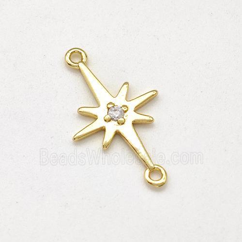 Copper Northstar Pendant Pave Zirconia Gold Plated