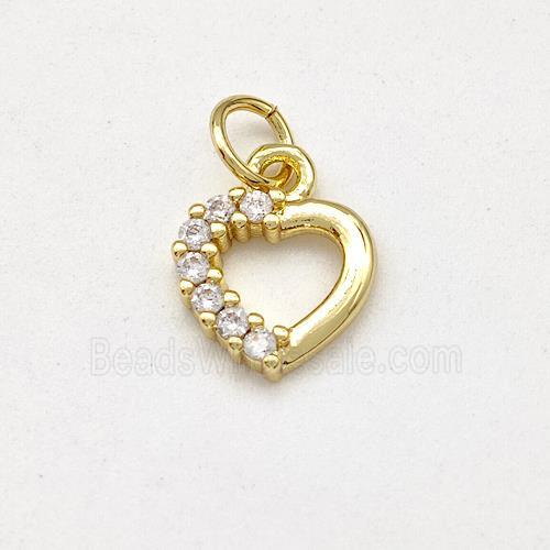 Copper Heart Pendant Pave Zirconia Gold Plated