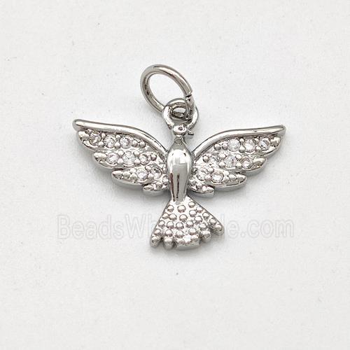 Copper Eagle Pendant Pave Zirconia Hawk Bird Platinum Plated