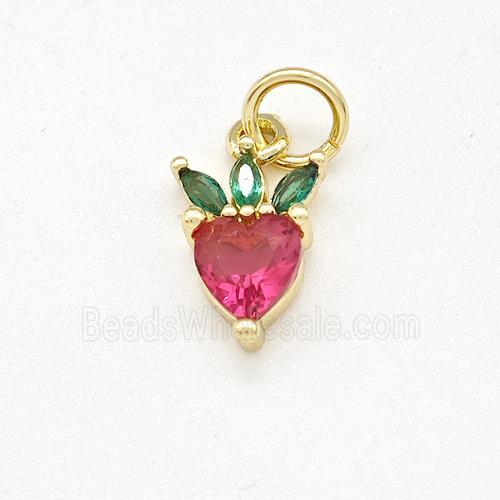 Copper Apple Pendant Pave Zirconia Gold Plated