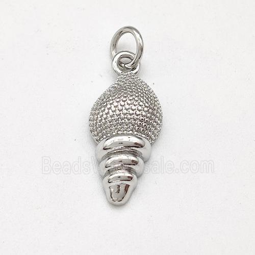 Conch Shell Charms Copper Pendnat Platinum Plated
