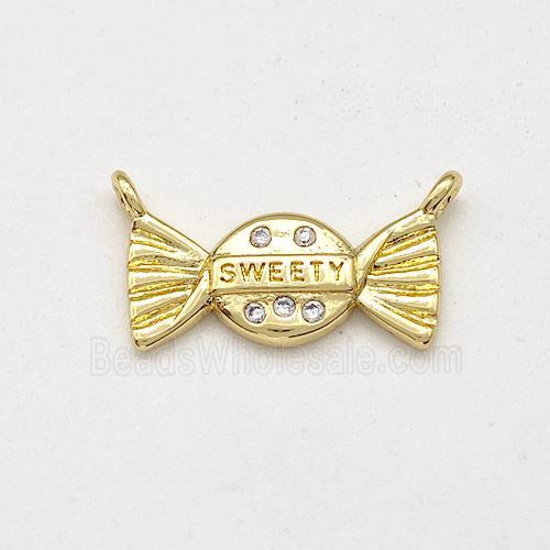 Sweety Candy Charms Copper Pendant Micro Pave Zirconia 2loops Gold Plated