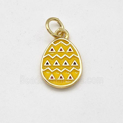 Easter Bunny Egg Charms Copper Pendant Yellow Enamel Gold Plated