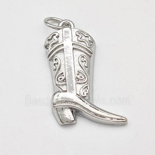 Cowboy Boot Charms Copper Shoe Pendant Platinum Plated