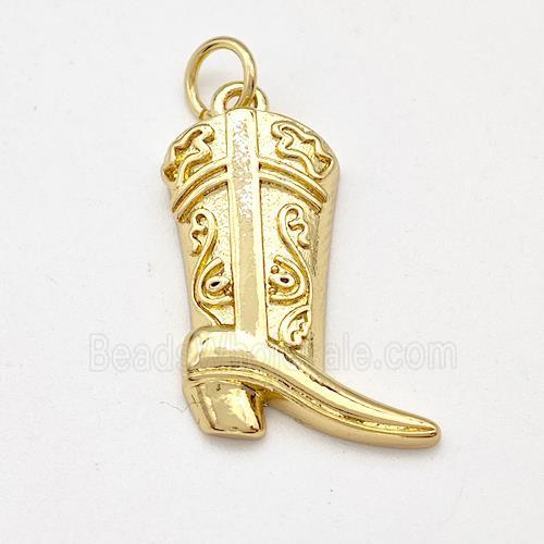 Cowboy Boot Charms Copper Shoe Pendant Gold Plated
