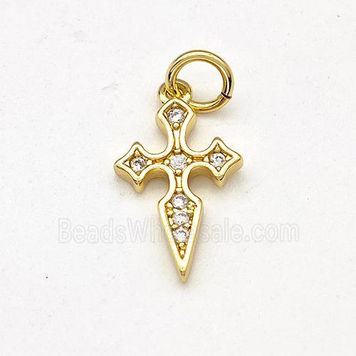 Copper Cross Pendant Micro Pave Zirconia Gold Plated