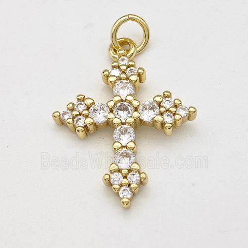 Copper Cross Pendant Micro Pave Zirconia Gold Plated